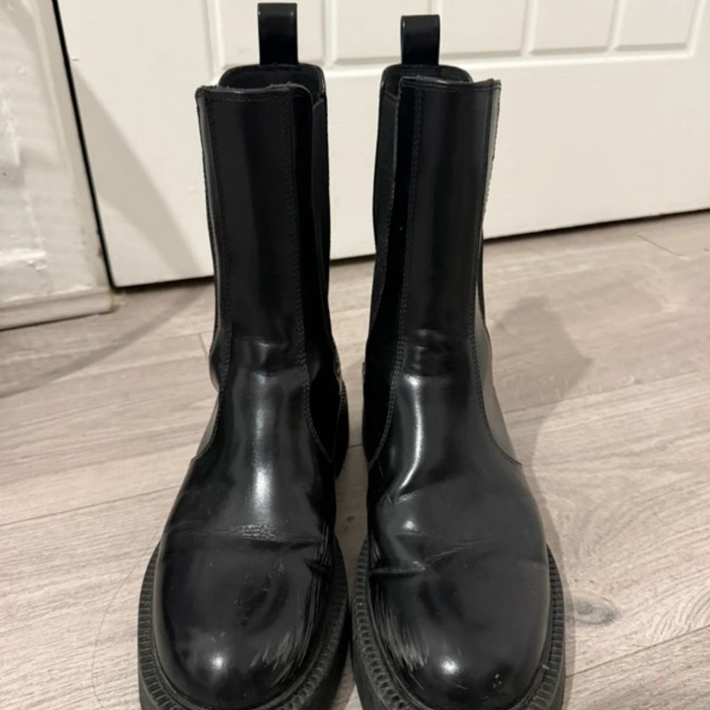 Zara Black Patent Chelsea Booties